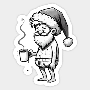 tired Santa Claus with coffee Sticker